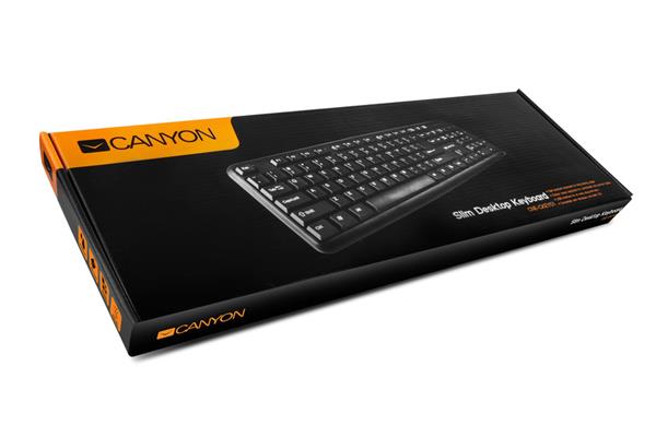Canyon KB-1, klávesnica, USB, 104 kláves, odolná proti poliatiu tekutinou, štíhla, čierna, SK/CZ 