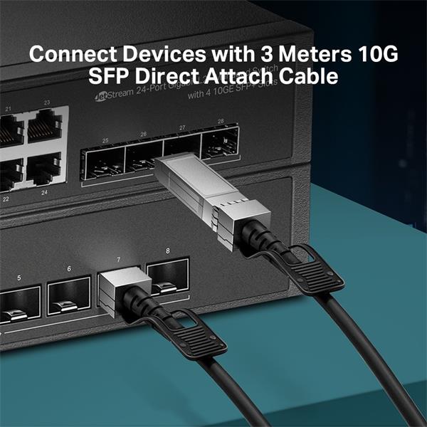 Omada 3M Direct Attach SFP+ Cable for 10 Gigabit Connections SPEC: Up to 3 m Distance 