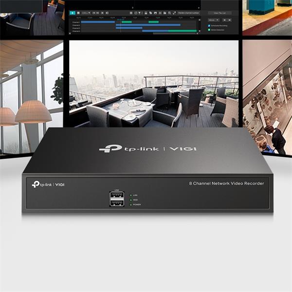 TP-LINK "8 Channel Network Video RecorderSPEC: H.265+/H.265/H.264+/H.264, Up to 5MP resolution, 80 Mbps Incoming Bandwi 