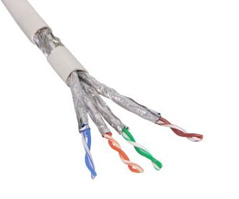 CNS kabel S/FTP, Cat6A, drát, Eca, LSOH, cievka 500m - fialová 