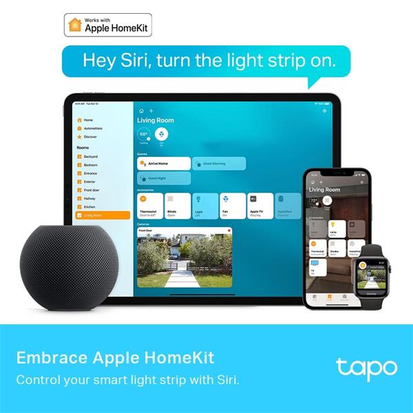 TP-LINK "Smart Light Strip, MulticolorSPEC: 2.4 GHz Wi-Fi, 802.11b/g/n, two 16.4 ft/5m RGBW+IC LED light strips, 2000lm 