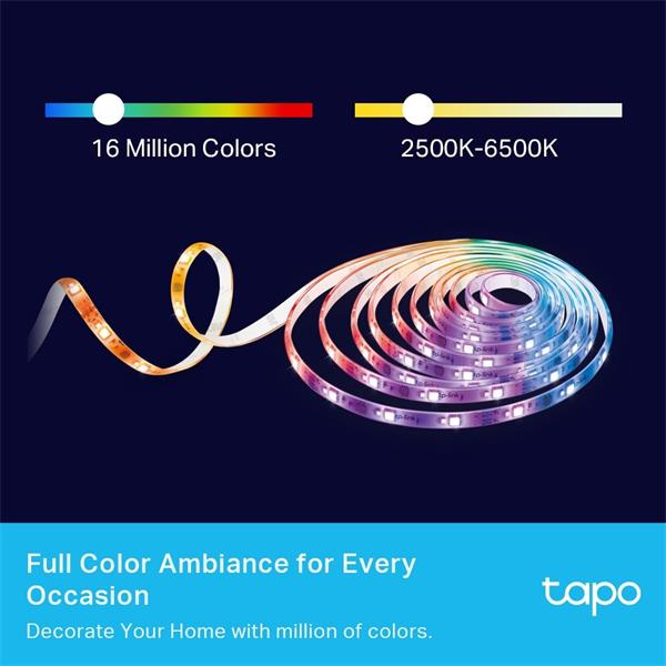 TP-LINK "Smart Light Strip, MulticolorSPEC: 2.4 GHz Wi-Fi, 802.11b/g/n, two 16.4 ft/5m RGBW+IC LED light strips, 2000lm 