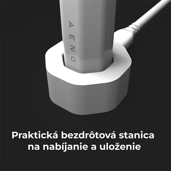 AENO Sonická zubná kefka DB1S,Biela,4 módy+smart,bezdrôtové nabíjanie,46000 ot/min,90 dní bez nabíjania, IPX7,3 hl 