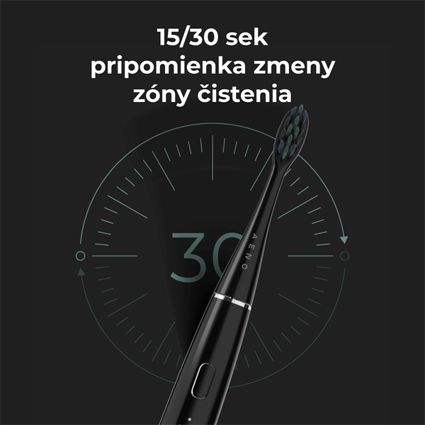 AENO sonická zubná kefka DB2S, Cierna, 4 módy+smart,bezdrôtové nabíjanie,46000 ot/min,90 dní bez nabíjania, IPX7,3 hl 