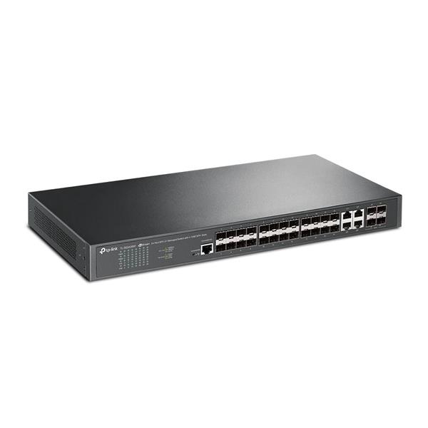 Omada 24-Port SFP L2+ Managed Switch with 4 10GE SFP+ Slots PORT: 20× Gigabit SFP Ports, 4× Gigabit SFP/RJ45 Combo Ports 