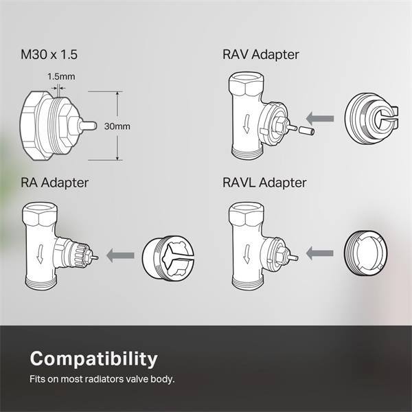 TP-LINK "Kasa Smart Thermostatic Radiator ValveSPEC: 1 x Thermostat, 868 MHz, battery powered(2*AA), 5-30? temperature  