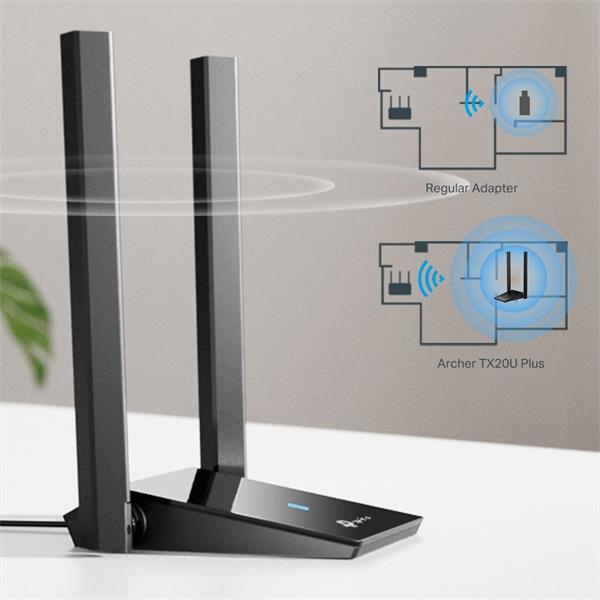 TP-LINK "AX1800 High Gain Dual Band Wi-Fi 6 USB AdapterSPEED: 1201 Mbps at 5 GHz + 574 Mbps at 2.4 GHzSPEC: 2× High Ga 