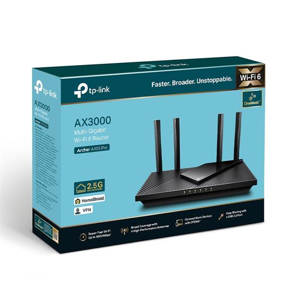 TP-LINK "AX3000 Dual-Band Wi-Fi 6 RouterSPEED: 574 Mbps at 2.4 GHz + 2402 Mbps at 5 GHz SPEC: 4× Antennas,1× 2.5 Gbps  