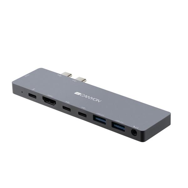 Canyon DS-8, Thunderbolt 3 Docking Station, 8 portov, 1xThunderbolt 3 +2xUSB-C+2xUSB3.0+2xHDM+1xAudio 3.5mm 