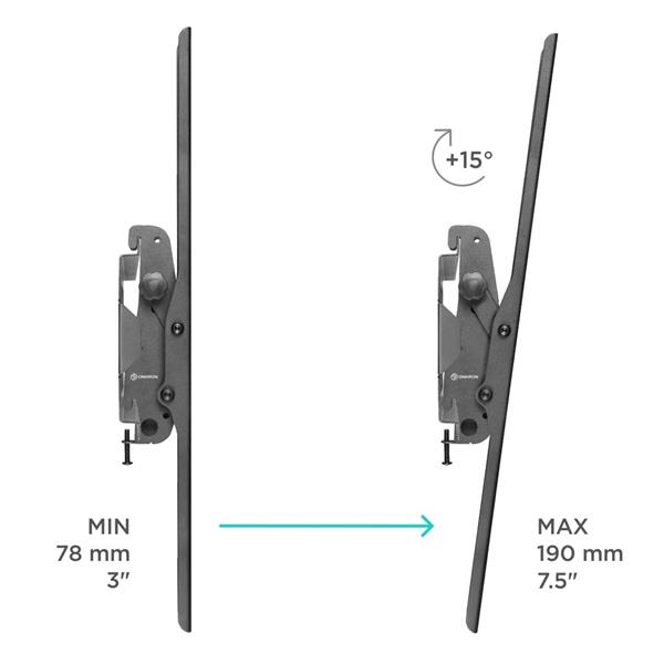 ONKRON TV náklopný držiak na stenu, 55 až 100", VESA 800x600 mm, max 75 kg, čierny 