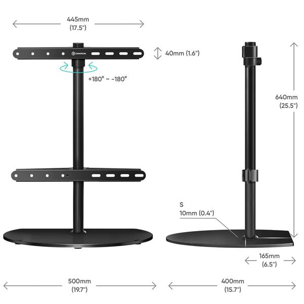 ONKRON Univerzálny otočný stolný stojan na TV pre 32"-65" TV, max 35 kg, čierny 