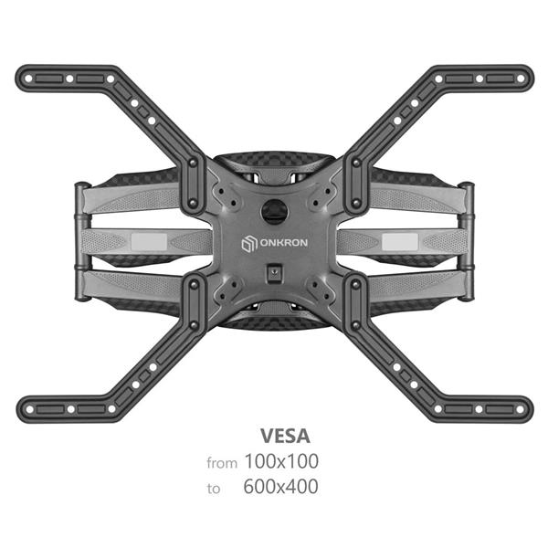 ONKRON TV vysúvny a otočný držiak na stenu 37"až 70", VESA 600x400,  max 40 kg, čierny 