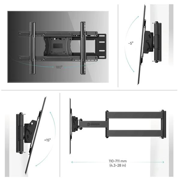ONKRON TV OLED vysúvny a otočný držiak na stenu 40"až 75" , max VESA 400x400 
