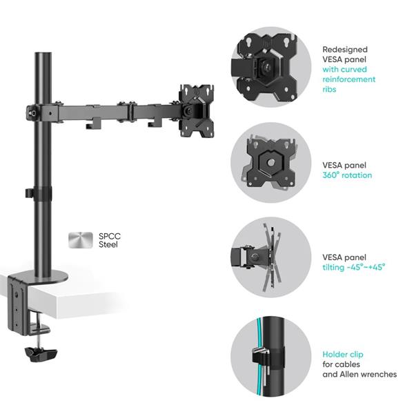 ONKRON otočný Stolný držiak na monitor,13 až 34"max 8 kg, čierny 