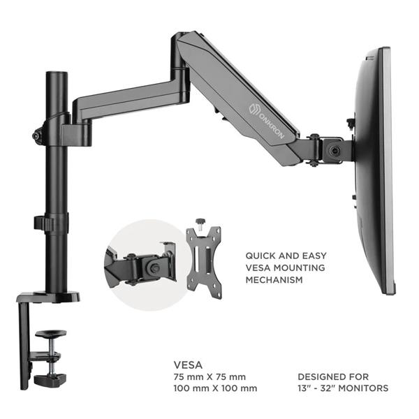 ONKRON Dvojitý stolový stojan na monitory pre 13" až 32-palcové LCD LED obrazovky, čierny 