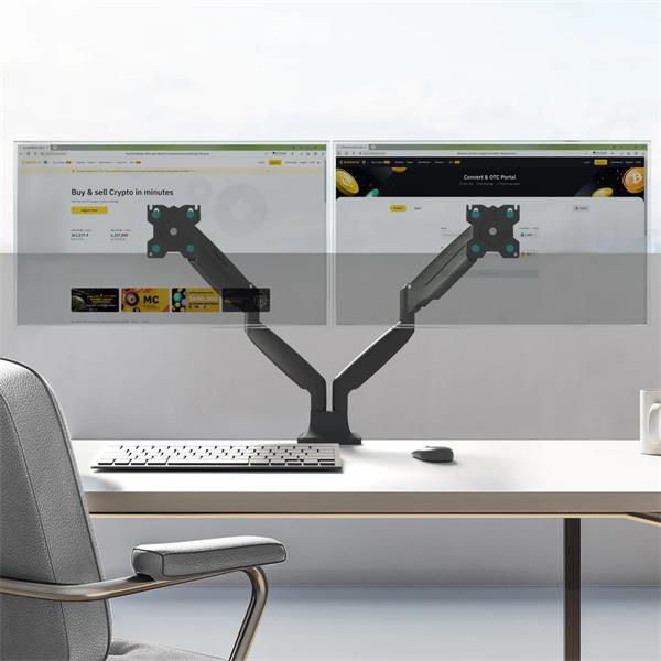 ONKRON Dvojitý stojan na monitor pre 13 až 32-palcové LCD LED obrazovky do 9 kg, čierny 