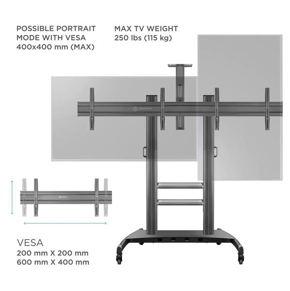 ONKRON TV Mobilný stojan pre 2 obrazovky pre 40" - 60", čierny 