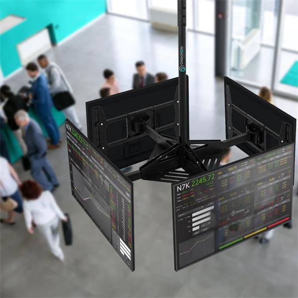 ONKRON TV Stropný držiak na 2 až 4 LED TV výškovo nastaviteľný pre 32 až 55" LED, čierny 