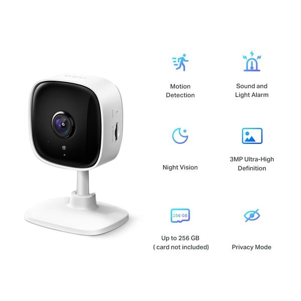 TP-LINK "Home Security Wi-Fi CameraSPEC: 3MP (2304x1296), 2.4 GHzFEATURE: Motion Detection and Notifications, Sound an 