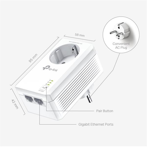 TP-LINK "AV1000 Gigabit Passthrough Powerline Starter KitSPEED: 1000 Mbps PowerlineSPEC: Broadcom CPU, HomePlug AV2, 1 