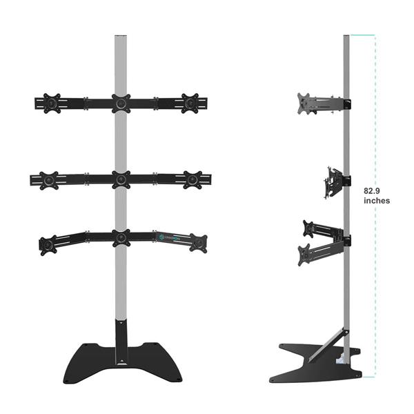 ONKRON Stojan pre 9 monitorov 18"-26" s nastaviteľným sklonom, strieborný 