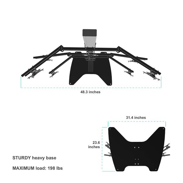 ONKRON Stojan pre 9 monitorov 18"-26" s nastaviteľným sklonom, strieborný 