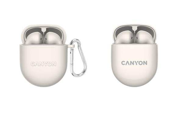 Canyon TWS-6, True Wireless Bluetooth slúchadlá do uší, nabíjacia stanica v kazete, béžové 