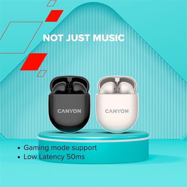 Canyon TWS-6, True Wireless Bluetooth slúchadlá do uší, nabíjacia stanica v kazete, béžové 