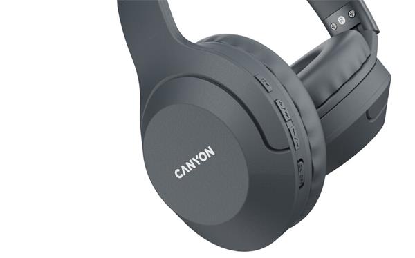 Canyon BTHS-3 Bluetooth bezdrôtové slúchadlá, USB-C nabíjanie, sklápací dizajn, handsfree, 15 hod výdrž, šedé 