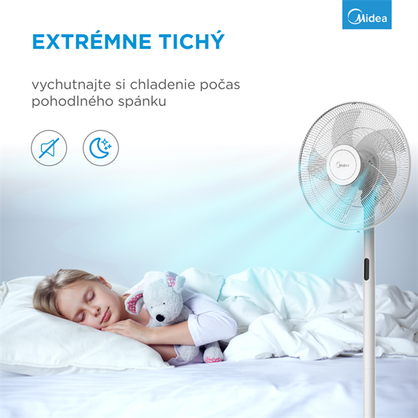 MIDEA Stojanový ventilátor FS40-18BR, 48W, 40cm, 8 rýchlostí, casovac, Dialkove,  LEDdisplej, 41mł/min, 38-65 dB 