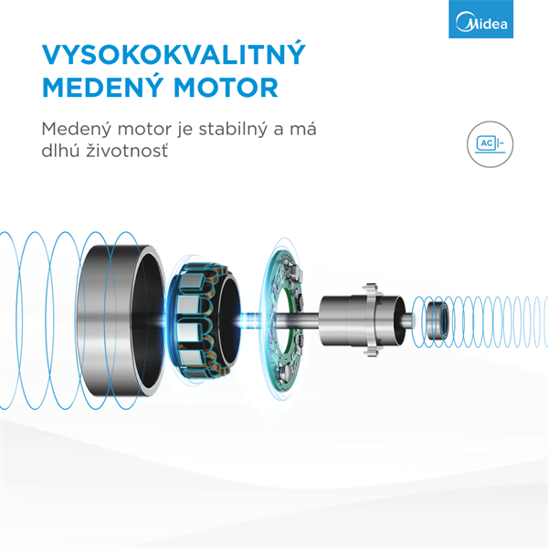 MIDEA Stojanový ventilátor FS40-18BR, 48W, 40cm, 8 rýchlostí, casovac, Dialkove,  LEDdisplej, 41mł/min, 38-65 dB 