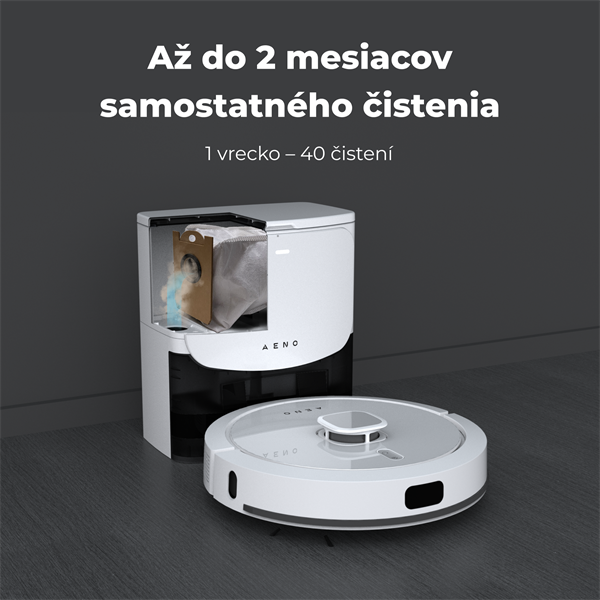 AENO Robotický vysavač RC4S - mokré a suché cistenie, 250min, 3 mody, 20 sencorov, LIDAR,AENO App,HEPA filter, nádrž 2v1 