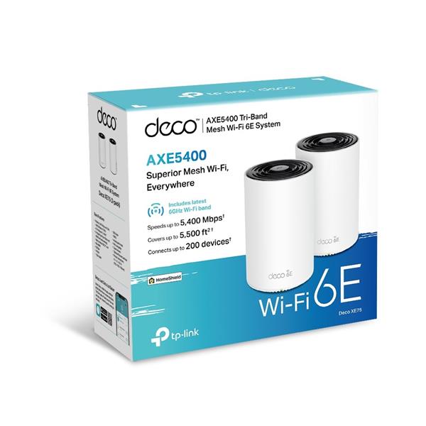 AXE5400 Whole Home Mesh Wi-Fi 6E Unit(Tri-Band) SPEED: 574 Mbps at 2.4 GHz + 2402 Mbps at 5 GHz + 2402 Mbps at 6 GHz SPE 