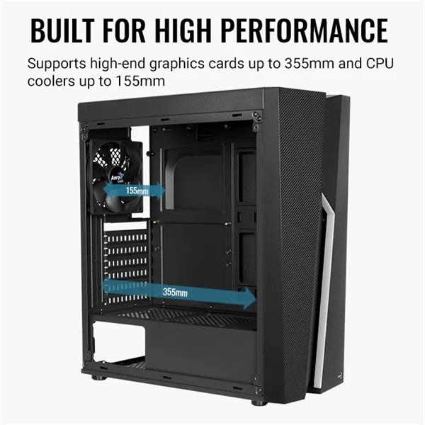 Aerocool Bolt, skrinka ATX, RGB LED, ventilátor, čierna 