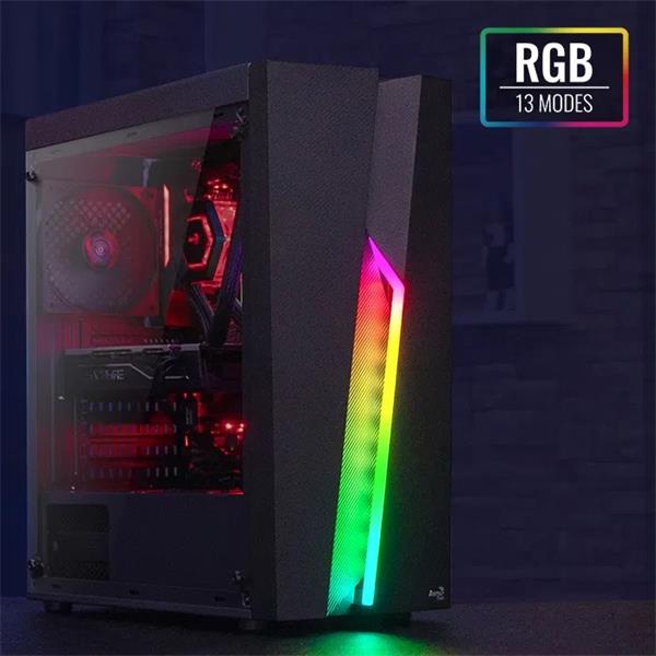 Aerocool Bolt, skrinka ATX, RGB LED, ventilátor, čierna 