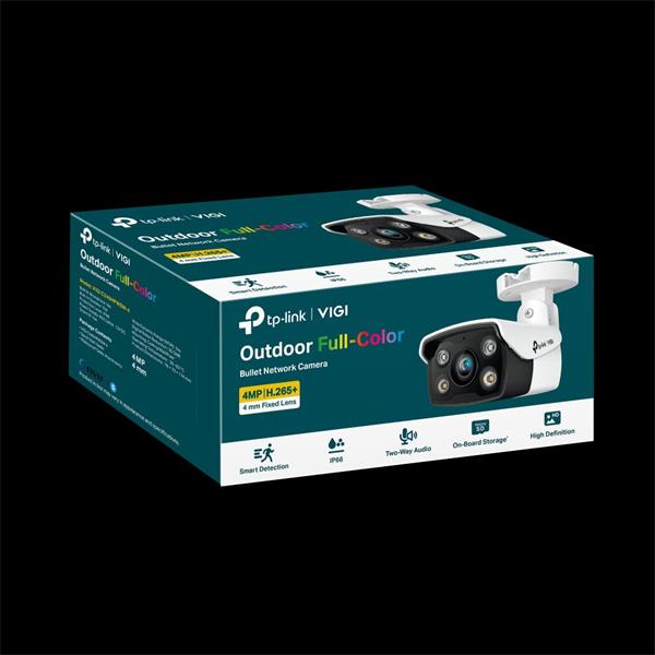 TP-LINK "4MP Outdoor Full-Color Bullet Network CameraSPEC: H.265+/H.265/H.264+/H.264, 1/3"" Progressive Scan CMOS, Colo 