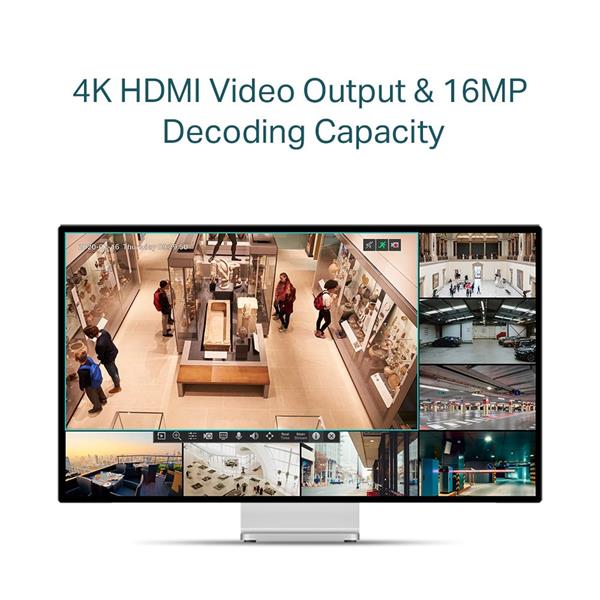 4 Channel PoE Network Video Recorder SPEC: H.265+/H.265/H.264+/H.264, Up to 8MP resolution, Decoding capability/4-ch @4M 