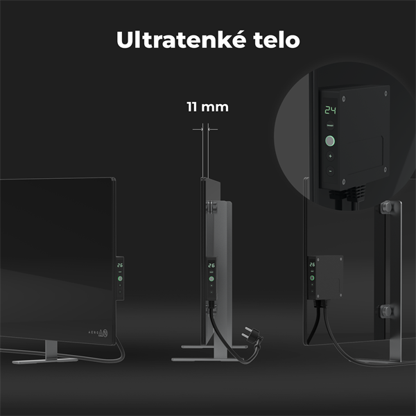 AENO AGH4S Premium Eco Smart Ohrievač, Cierny, LED, WI-FI, max 700W, Infra 