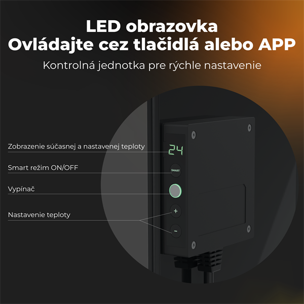 AENO AGH4S Premium Eco Smart Ohrievač, Cierny, LED, WI-FI, max 700W, Infra 