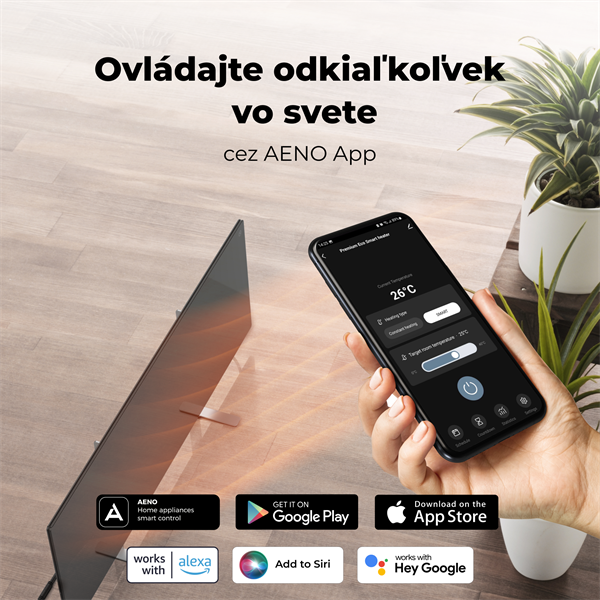 AENO AGH4S Premium Eco Smart Ohrievač, Cierny, LED, WI-FI, max 700W, Infra 