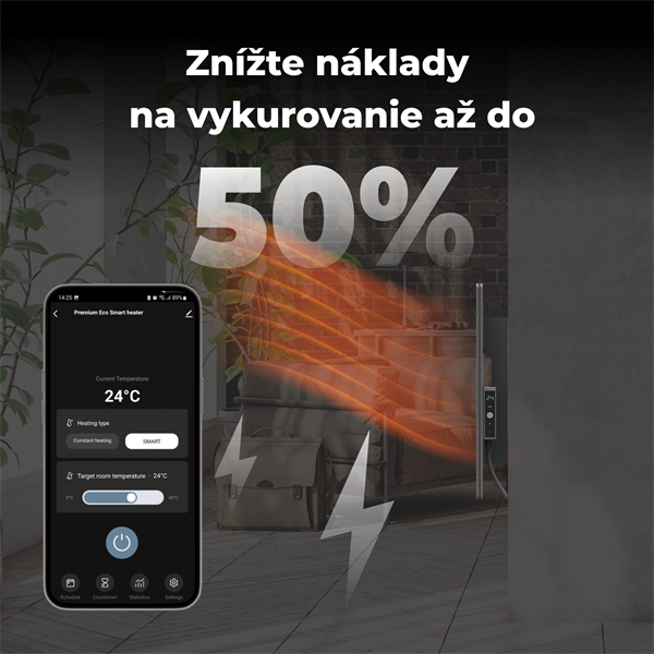 AENO AGH5S Premium Eco Smart Ohrievač, Sedy, LED, WI-FI, max 700W, Infra 