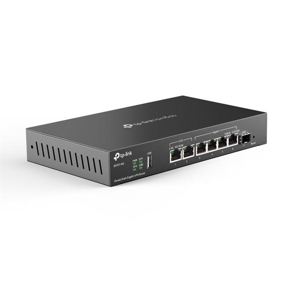 Omada Multi-Gigabit VPN Router PORT: 1× 2.5G RJ45 WAN Port, 1× 2.5G RJ45 WAN/LAN Port, 1× Gigabit SFP WAN/LAN Port, 4× G 