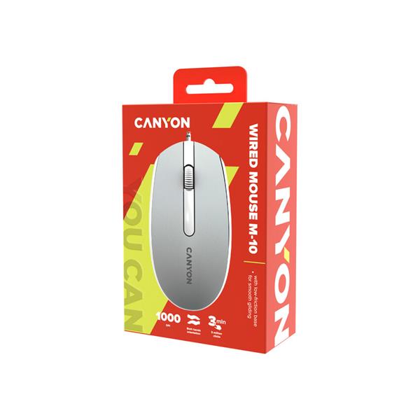 Canyon M-10, prémiová optická myš, USB, 1.000 dpi, 3 tlač, tmavo-šedá 