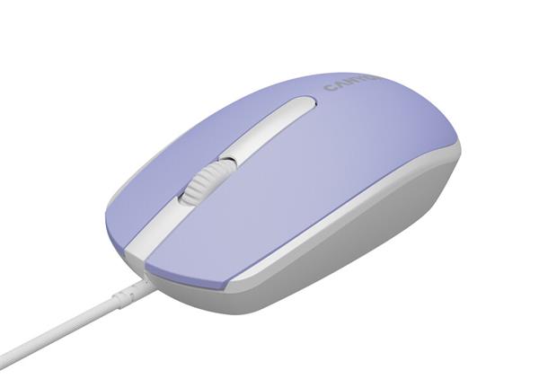 Canyon M-10, prémiová optická myš, USB, 1.000 dpi, 3 tlač, fialovo-biela 
