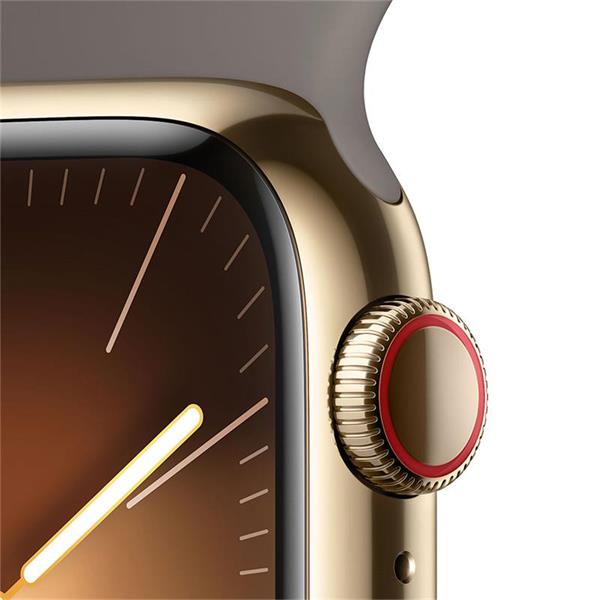 Apple Watch Series 9 GPS + Cellular 41mm Gold Stainless Steel Case with Clay Sport Band - S/M 