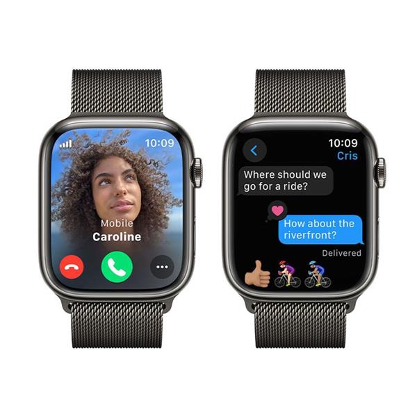 Apple Watch Series 9 GPS + Cellular 45mm Graphite Stainless Steel Case with Graphite Milanese Loop 