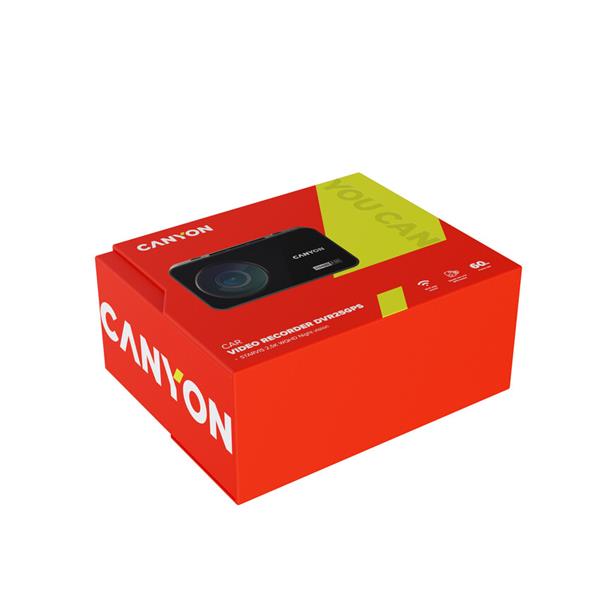 Canyon DVR25 GPS, kamera do auta s nahrávaním, GPS, 2.5K WQHD at 30 fps, 3´´ dotykový displej 