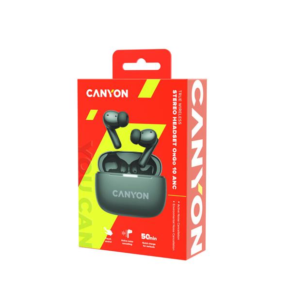 Canyon TWS-10, On Go, 10 ANC, True Wireless Bluetooth slúchadlá do uší, nabíjacia stanica v kazete, čierna 