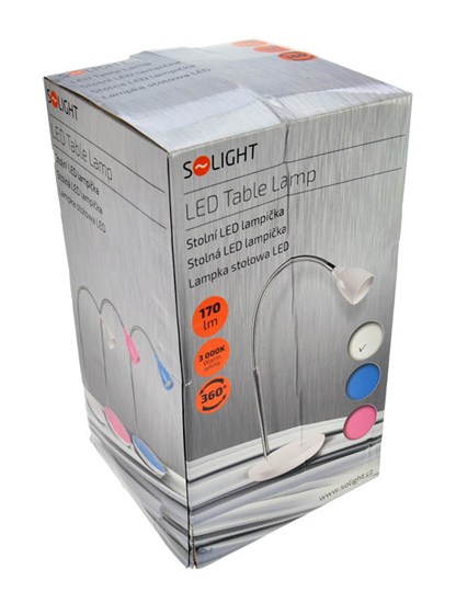 Solight LED stolná lampička, 2, 5W, 3000K, podstavec, biela farba 