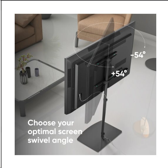 ONKRON Univerzálny podlahový TV stojan so sklenenou základňou pre 30"-60" TV do 41 kg, čierna VESA: 100x100 - 400x400 